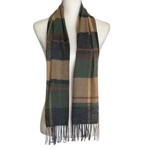Cashmink Plaid Rectangle Scarf Mens OS Preppy Neck Warmer Professional Green